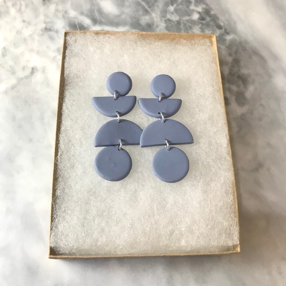 Slate Blue Polymer Clay Earrings - Picture 5 of 5